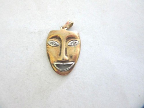 Anhänger silber gold maske - anhänger, silber/gold